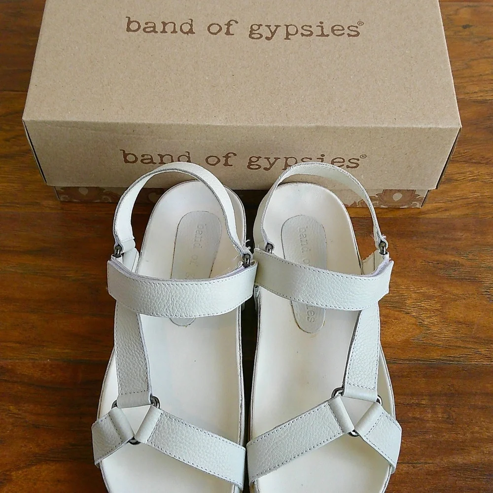 B.O.G Band of the Free Newport Sandals White Leather Casual Shoes Size 7 - Picture 8 of 12